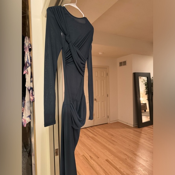 NWT Zara Knotted Asymmetric Metric Dress - Blue Gray Small - Picture 14 of 16